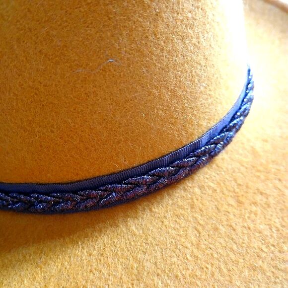 Treasure & Bond Fedora Hat Wool Gold Orange Brown Braided Ribbon One Size - Picture 8 of 8